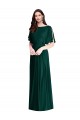 Best Bell Sleeves V-Back Long Bateau Neck A-Line Maxi Evening Dress UK