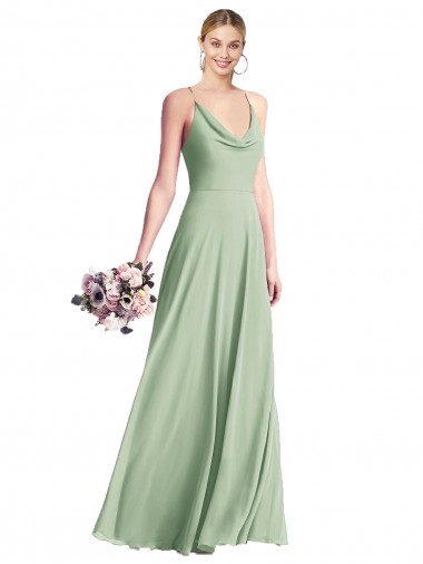 Best Sleeveless Open Back Long Cowl Neck A-Line Maxi Evening Dress UK