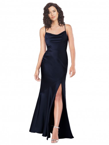 Best Sleeveless Long Cowl Neck A-Line Sexy Evening Dress UK