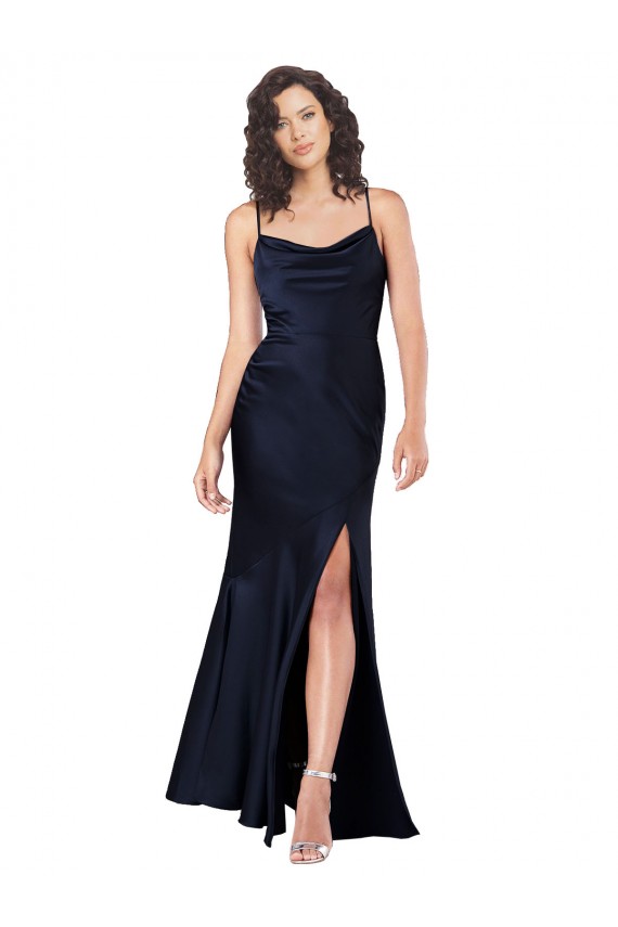 Best Sleeveless Long Cowl Neck A-Line Sexy Evening Dress UK