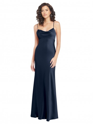 Best Sleeveless Open Back Long Cowl Neck A-Line Evening Dress UK