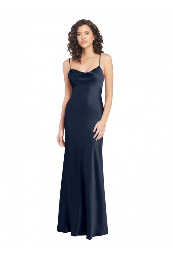 Best Sleeveless Open Back Long Cowl Neck A-Line Evening Dress UK