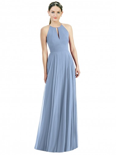 Best Sleeveless Long Halter Neck A-Line Maxi Evening Dresses UK