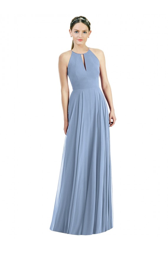 Best Sleeveless Long Halter Neck A-Line Maxi Evening Dresses UK