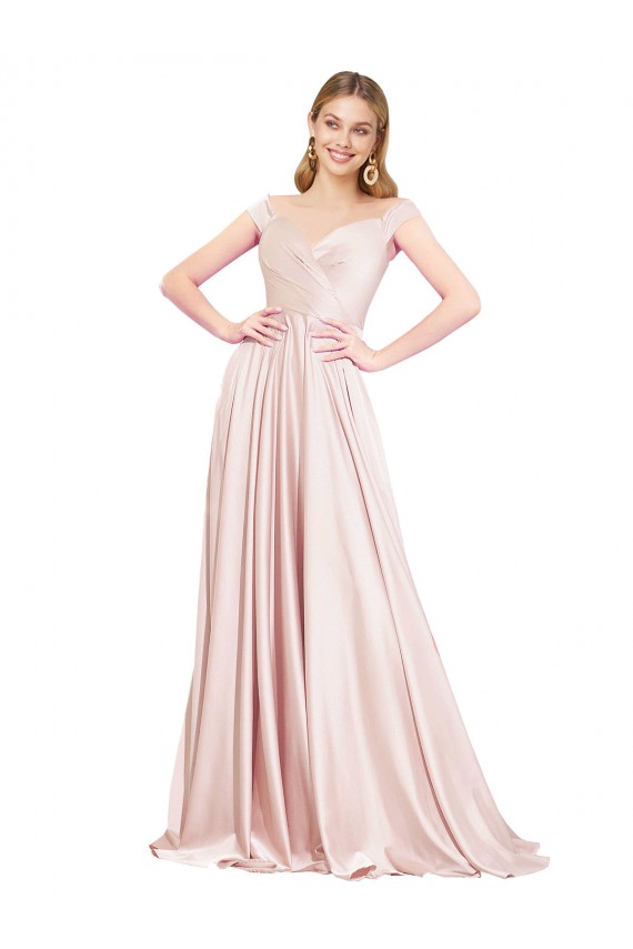 Best Sleeveless Long High Neck A-Line Satin Evening Dresses UK