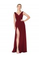 Best Sleeveless V-Back Long High Neck A-Line Burgundy Evening Dress UK