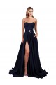 Best Sleeveless Low Back Long High Neck A-Line Stretch Crepe Evening Dress UK