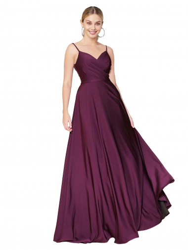 Best Sleeveless V-Back Long High Neck A-Line Wild Berry Evening Dress UK