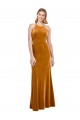 Best Sleeveless Open Back Long High Neck A-Line Stretch Velvet Evening Dress UK