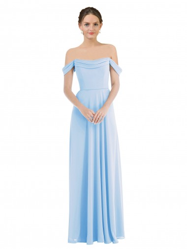 Best Sleeveless Long Off the Shoulder A-Line Soft Chiffon Maxi Evening Dress UK