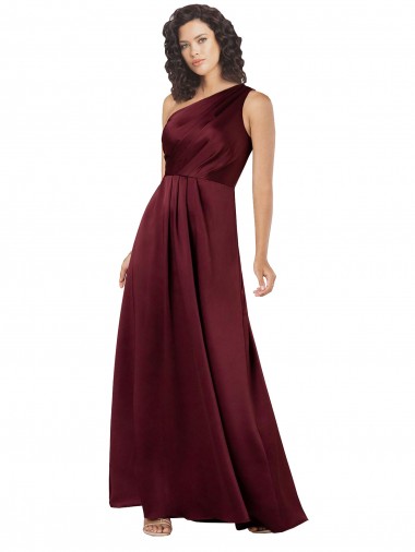 Best Sleeveless Long One Shoulder A-Line Burgundy Evening Dress UK