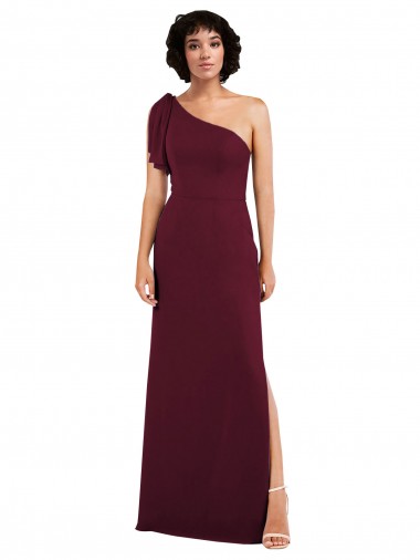 Best Sleeveless Long One Shoulder A-Line Burgundy Evening Gown UK