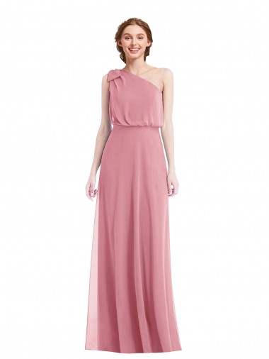 Best Sleeveless Long One Shoulder A-Line Soft Chiffon Maxi Evening Dress UK