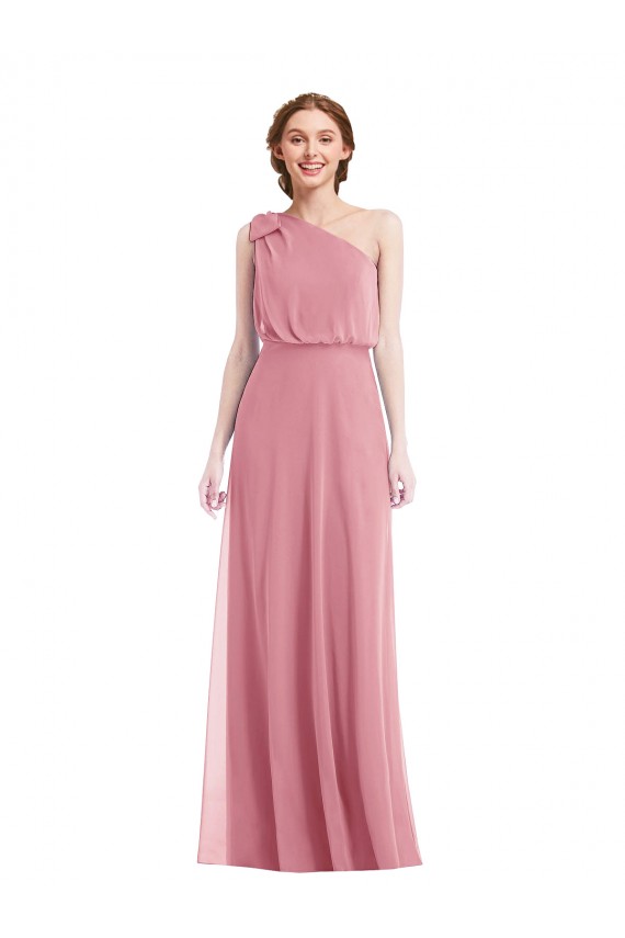 Best Sleeveless Long One Shoulder A-Line Soft Chiffon Maxi Evening Dress UK