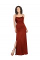 Best Sleeveless Low Back Long Square Neck A-Line Silky Satin Evening Dress UK