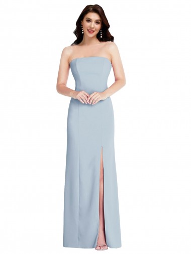 Best Sleeveless Low Back Long Strapless A-Line Stretch Crepe Maxi Evening Dress UK