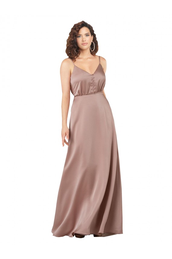 Best Sleeveless Long Sweetheart A-Line Silky Satin Evening Dress UK