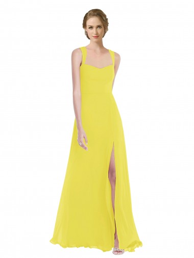 Best Sleeveless Long Sweetheart A-Line Soft Chiffon Maxi Evening Dress UK