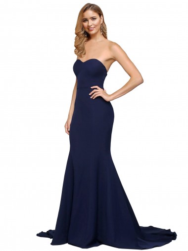 Best Sleeveless Low Back Sweep Train Sweetheart A-Line Evening Dress UK