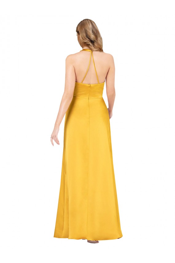 Best Sleeveless Open Back Long V-Neck A-Line Evening Dress UK