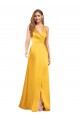 Best Sleeveless Open Back Long V-Neck A-Line Evening Dress UK