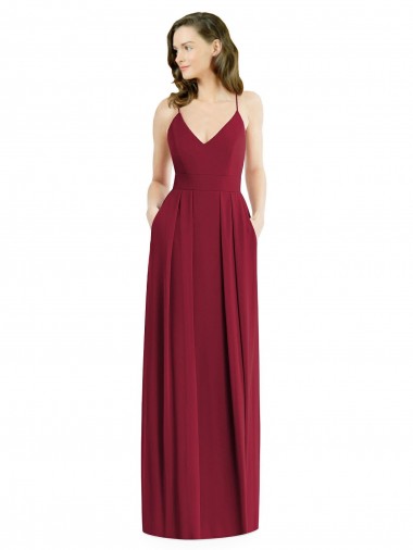 Best Sleeveless Open Back Long V-Neck A-Line Maxi Evening Dress UK