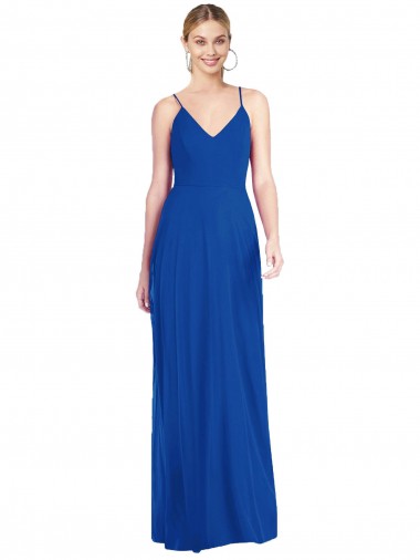 Best Sleeveless Open Back Long V-Neck A-Line Soft Chiffon Maxi Evening Dress UK