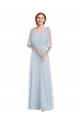 Best Half Sleeves Long V-Neck A-Line Maxi Evening Dress UK