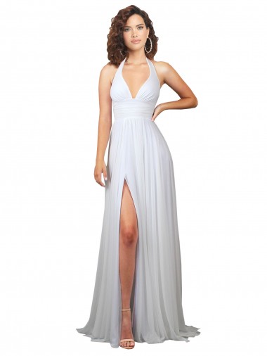 Best Sleeveless Low Back Sweep Train V-Neck A-Line Semi Formal Evening Dress UK