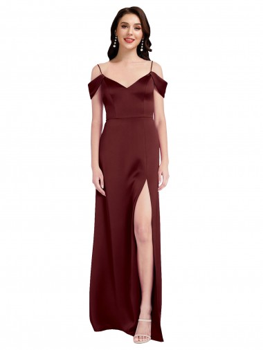 Best Sleeveless Long V-Neck A-Line Stretch Satin Evening Dress UK