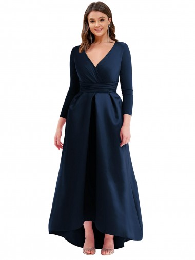 Best Long Sleeves Long V-Neck Ball Dress Plus Size Evening Dress UK