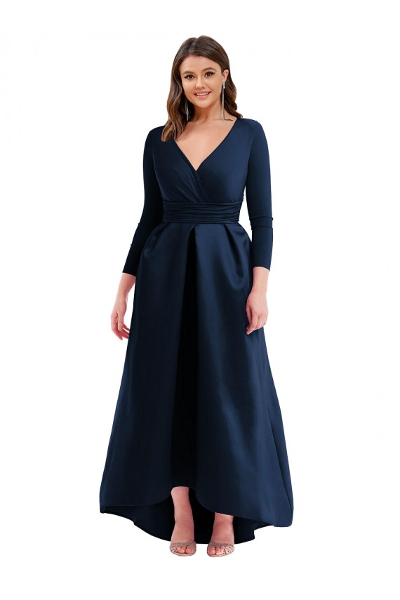 Best Long Sleeves Long V-Neck Ball Dress Plus Size Evening Dress UK