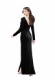 Best Long Sleeves V-Back Long V-Neck Column Evening Dress UK