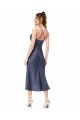 Best Sleeveless Open Back Midi Length Cowl Neck Sheath Silky Satin Sexy Evening Dress UK