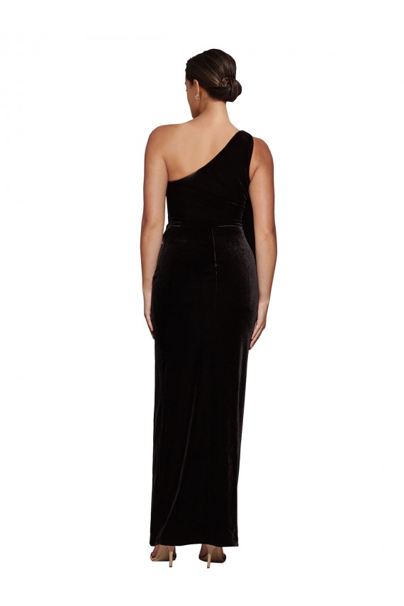 Best Sleeveless Long One Shoulder Sheath Black Evening Dress UK