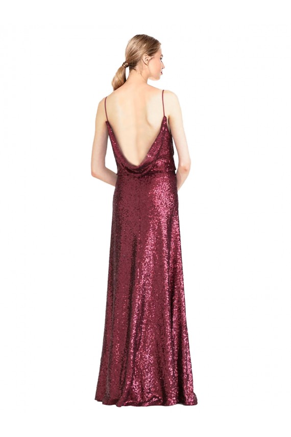 Best Sleeveless Long High Neck A-Line Sequin Evening Dress UK