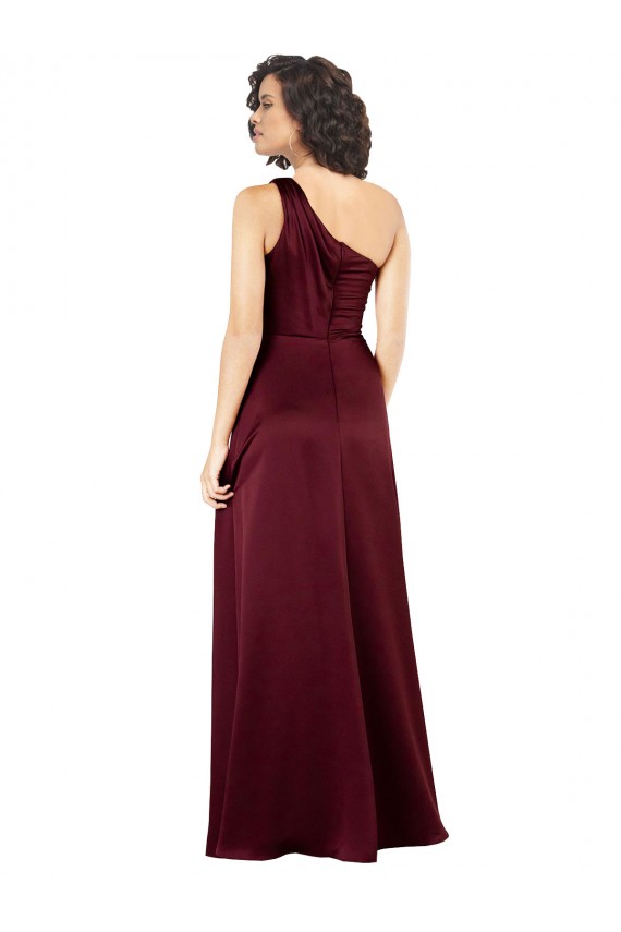 Best Sleeveless Long One Shoulder A-Line Burgundy Evening Dress UK