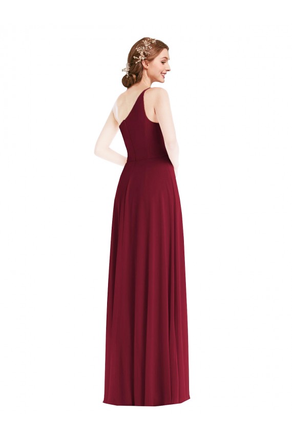 Best Sleeveless Long One Shoulder A-Line Maxi Evening Dress UK