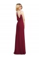 Best Sleeveless Long V-Neck A-Line Chiffon Maxi Evening Dress UK