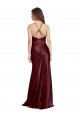 Best Sleeveless Long V-Neck A-Line Stretch Satin Evening Gown UK