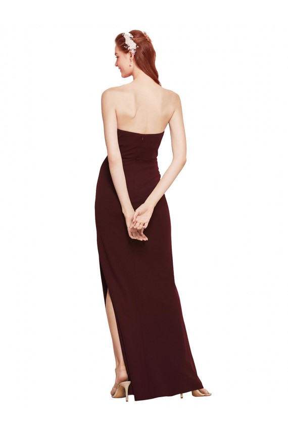 Best Sleeveless Long Strapless Sheath Stretch Crepe Evening Dresses UK