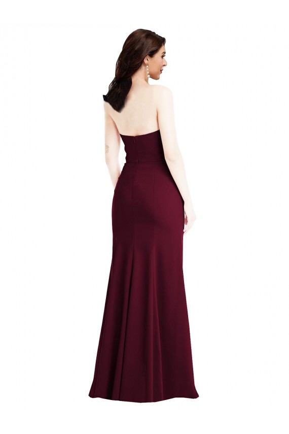 Best Sleeveless Long Strapless Trumpet Burgundy Gold Semi Formal Evening Dress UK