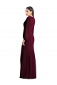 Best Puff Sleeves Long V-Neck Trumpet Semi Formal Evening Dress UK