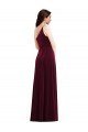 Best Sleeveless Long One Shoulder Trumpet Stretch Velvet Maxi Evening Dress UK