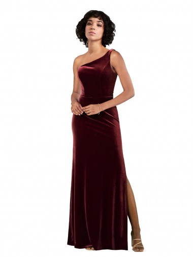 Best Sleeveless Long One Shoulder Column Sexy Evening Dress UK