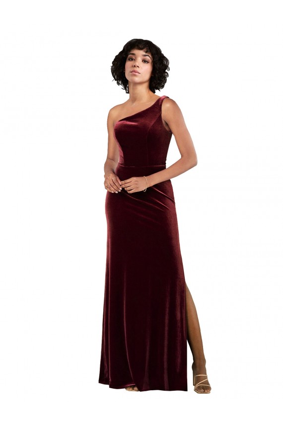 Best Sleeveless Long One Shoulder Column Sexy Evening Dress UK