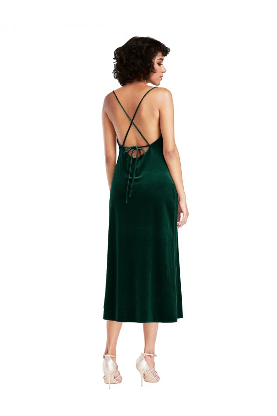 Best Sleeveless Open Back Midi Length Cowl Neck Sheath Maxi Evening Dress UK