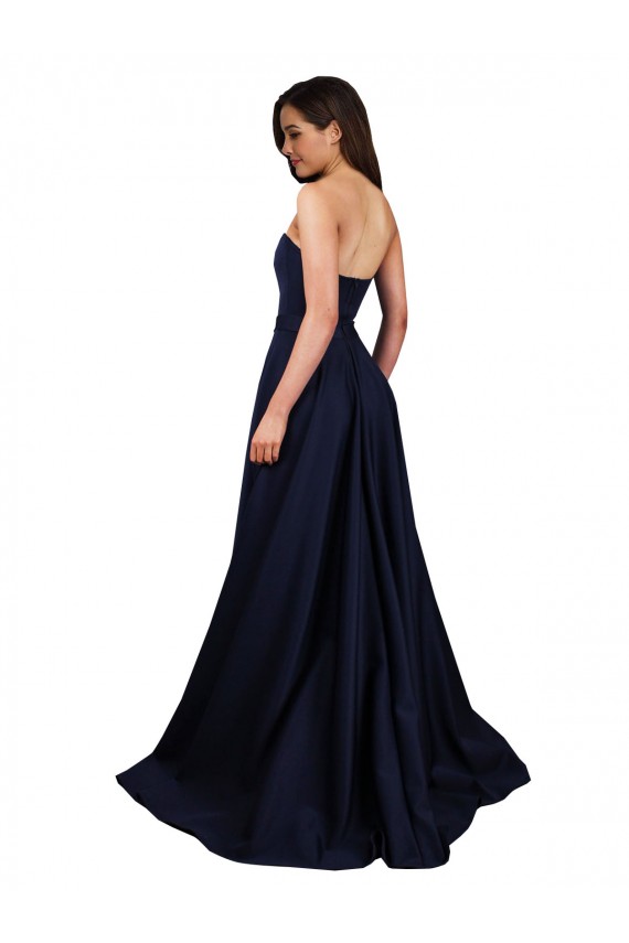 Best Sleeveless Low Back Long High Neck A-Line Stretch Crepe Evening Dress UK