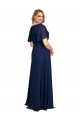 Best Short Flutter Sleeves Long V-Neck A-Line Plus Size Evening Dress UK