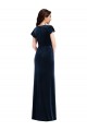 Best Flutter Sleeves Long V-Neck A-Line Dark Navy Maxi Evening Dress UK